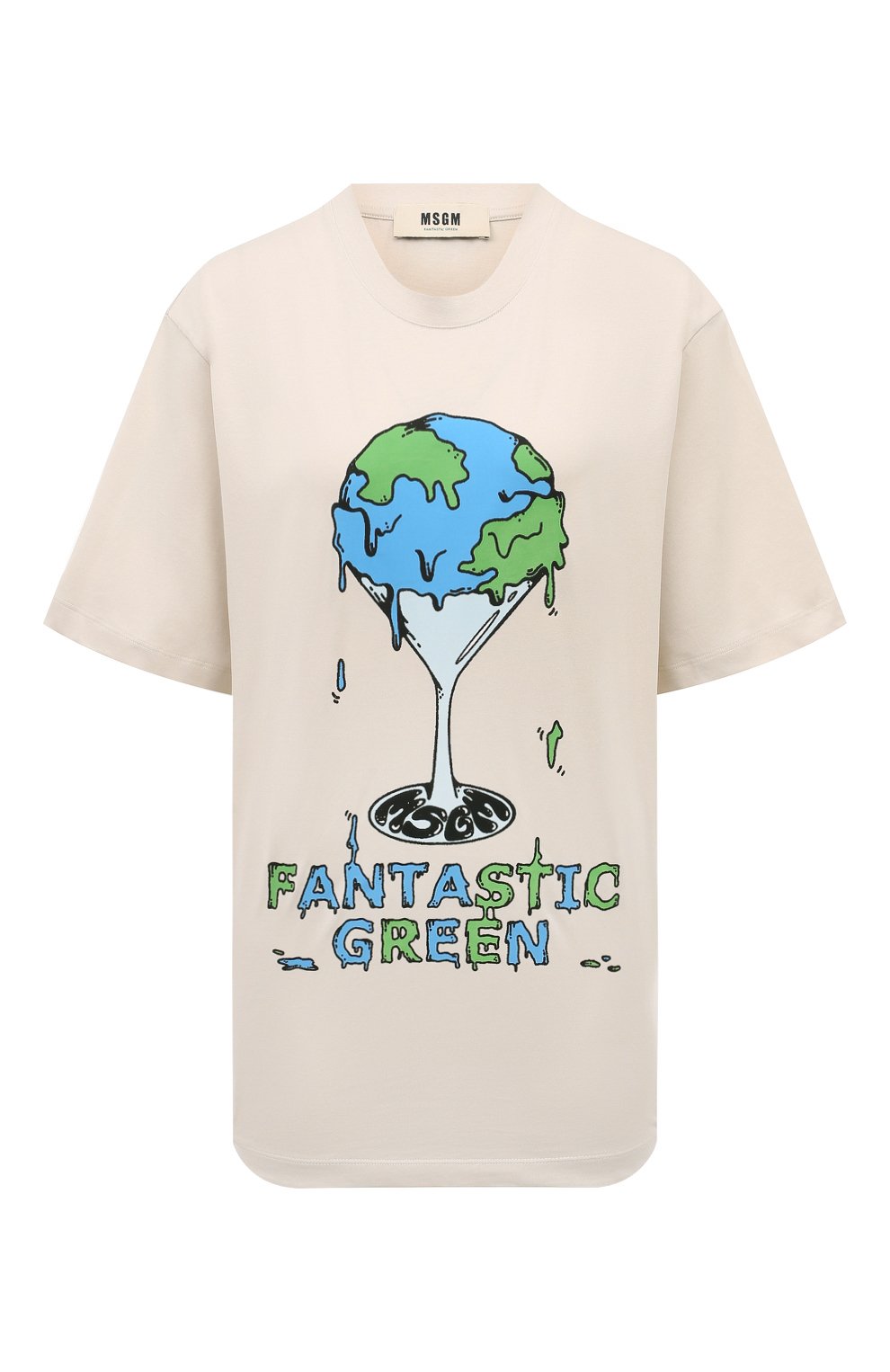 Хлопковая футболка MSGM кремового цвета по цене 15300 руб., арт. 3746MM02/247791, фото 1 Хлопковая футболка MSGM, арт. 3746MM02/247791, фото 1