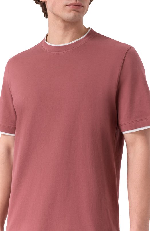 Хлопковая футболка Brunello Cucinelli M0B137427 Бордовый  M0B137427 Фото 5