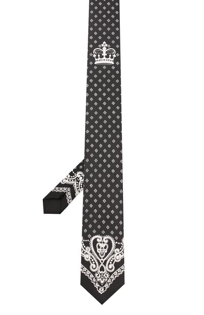 Шелковый галстук DOLCE & GABBANA черно-белого цвета по цене 23450 руб., арт. GT149E/G0TDJ, фото 2 Шелковый галстук DOLCE & GABBANA, арт. GT149E/G0TDJ, фото 2