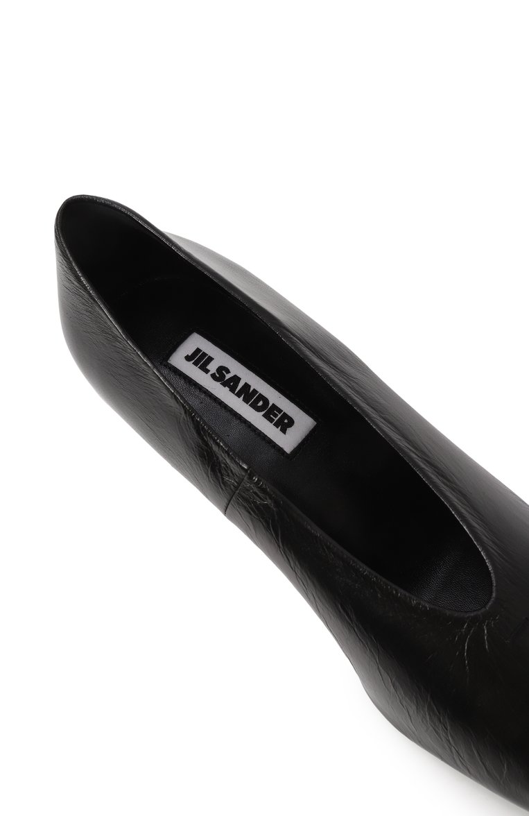 Женские кожаные туфли JIL SANDER черного цвета, арт. J15WL0056/P8024 | Фото 7 (Подошва: Плоская; Материал внешний: Натуральная кожа; Драгоценные камни: Проставлено; Материал внутренний: Натуральная кожа; Каблук тип: Kitten heel; Материал сплава: Проставлено; Каблук высота: Низкий)