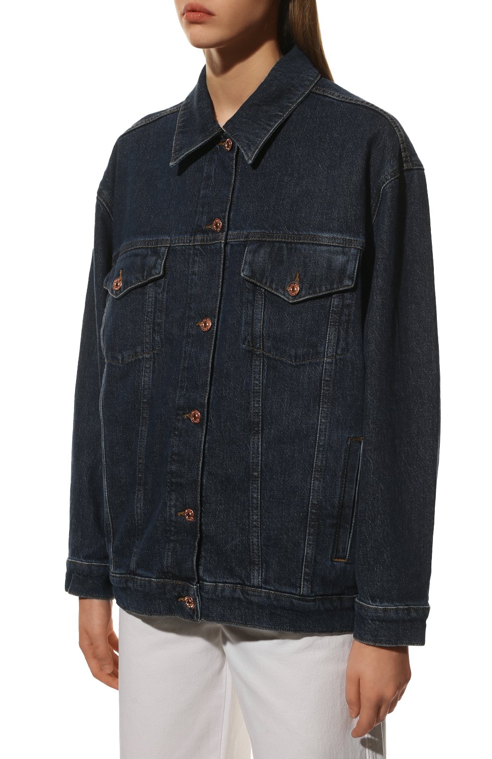 Джинсовая куртка 7 FOR ALL MANKIND темно-синего цвета по цене 29150 руб., арт. JSEJC100UC, фото 3 Джинсовая куртка 7 FOR ALL MANKIND, арт. JSEJC100UC, фото 3
