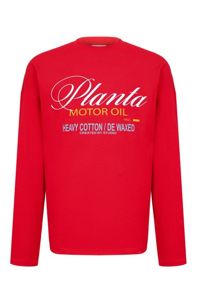 Женская хлопковый лонгслив PLANTA ROSA, арт. PR/L01.1/MOTOROIL-WHITE/220