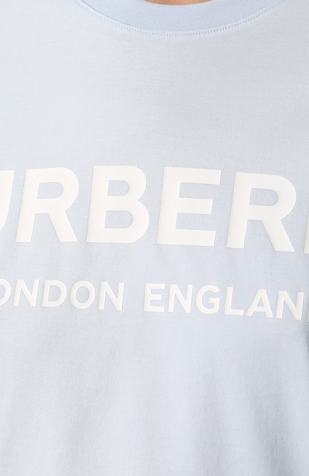 Хлопковая футболка BURBERRY голубого цвета по цене 44900 руб., арт. 8021271, фото 5 Хлопковая футболка BURBERRY, арт. 8021271, фото 5