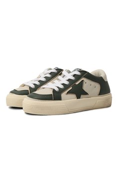 Детские кожаные кеды GOLDEN GOOSE DELUXE BRAND хаки цвета, арт. GJF00495.F004815 | Фото 1 (Материал внутренний: Натуральная кожа, Текстиль; Материал сплава: Проставлено; Нос: Не проставлено)