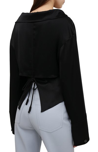 Блузка NANUSHKA черного цвета по цене 47800 руб., арт. RASHA_BLACK_SLIP SATIN, фото 4 Блузка NANUSHKA, арт. RASHA_BLACK_SLIP SATIN, фото 4