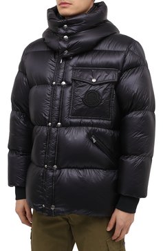 Мужская пуховик lamentin MONCLER черного цвета, арт. F2-091-1B583-00-539WF | Фото 3 (Кросс-КТ: Куртка, Пуховик; Мужское Кросс-КТ: пуховик-короткий, Пуховик-верхняя одежда, Верхняя одежда; Рукава: Длинные; Длина (верхняя одежда): До середины бедра, Короткие; Материал внешний: Синтетический материал; Стили: Гранж, Кэжуэл; Материал сплава: Проставлено; Материал подклада: Синтетический материал; Драгоценные камни: Проставлено; Материал утеплителя: Пух и перо)