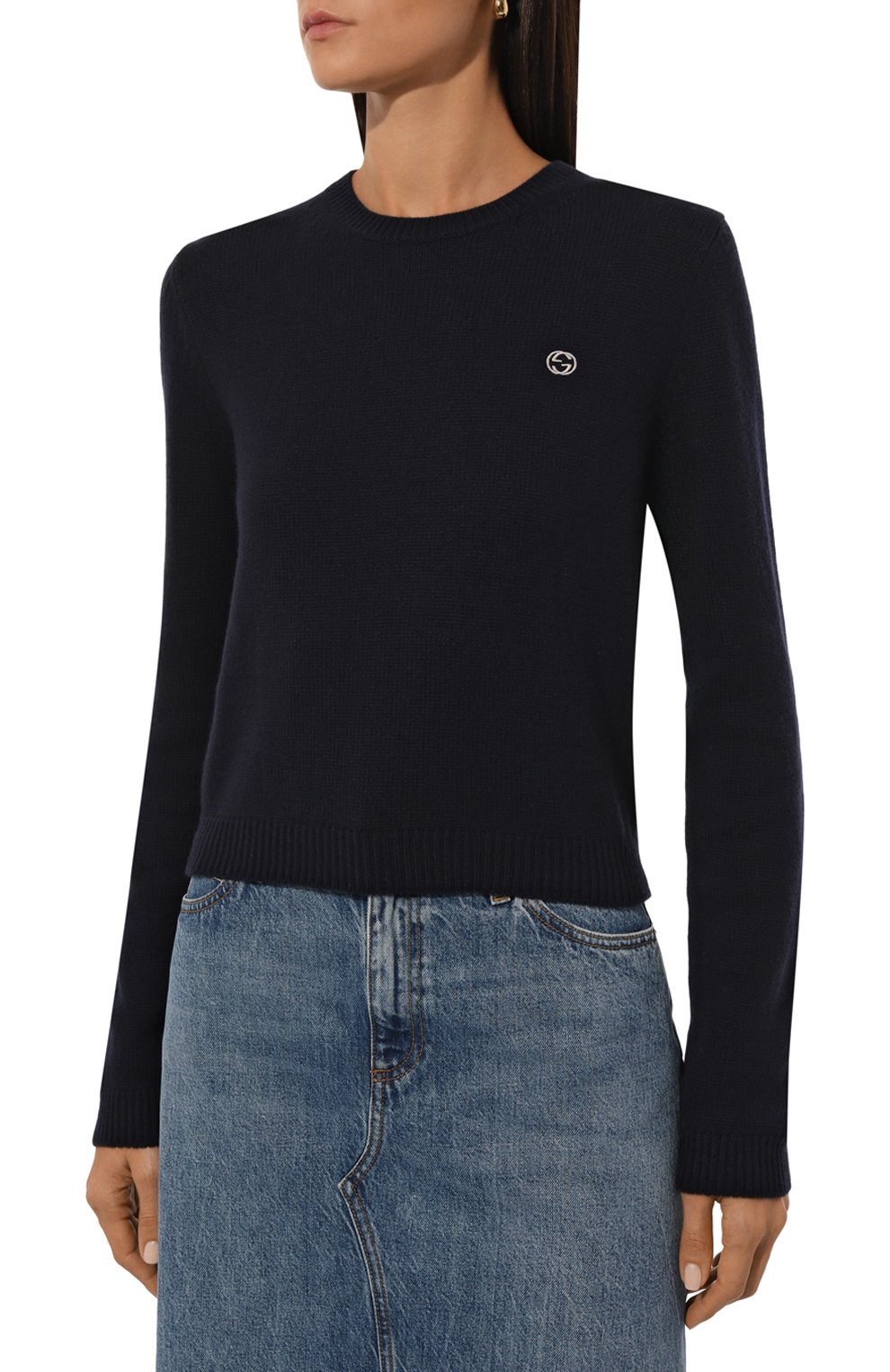 Свитер из шерсти и кашемира GUCCI темно-синего цвета по цене 145000 руб., арт. 775883/XKDWS, фото 3 Свитер из шерсти и кашемира GUCCI, арт. 775883/XKDWS, фото 3