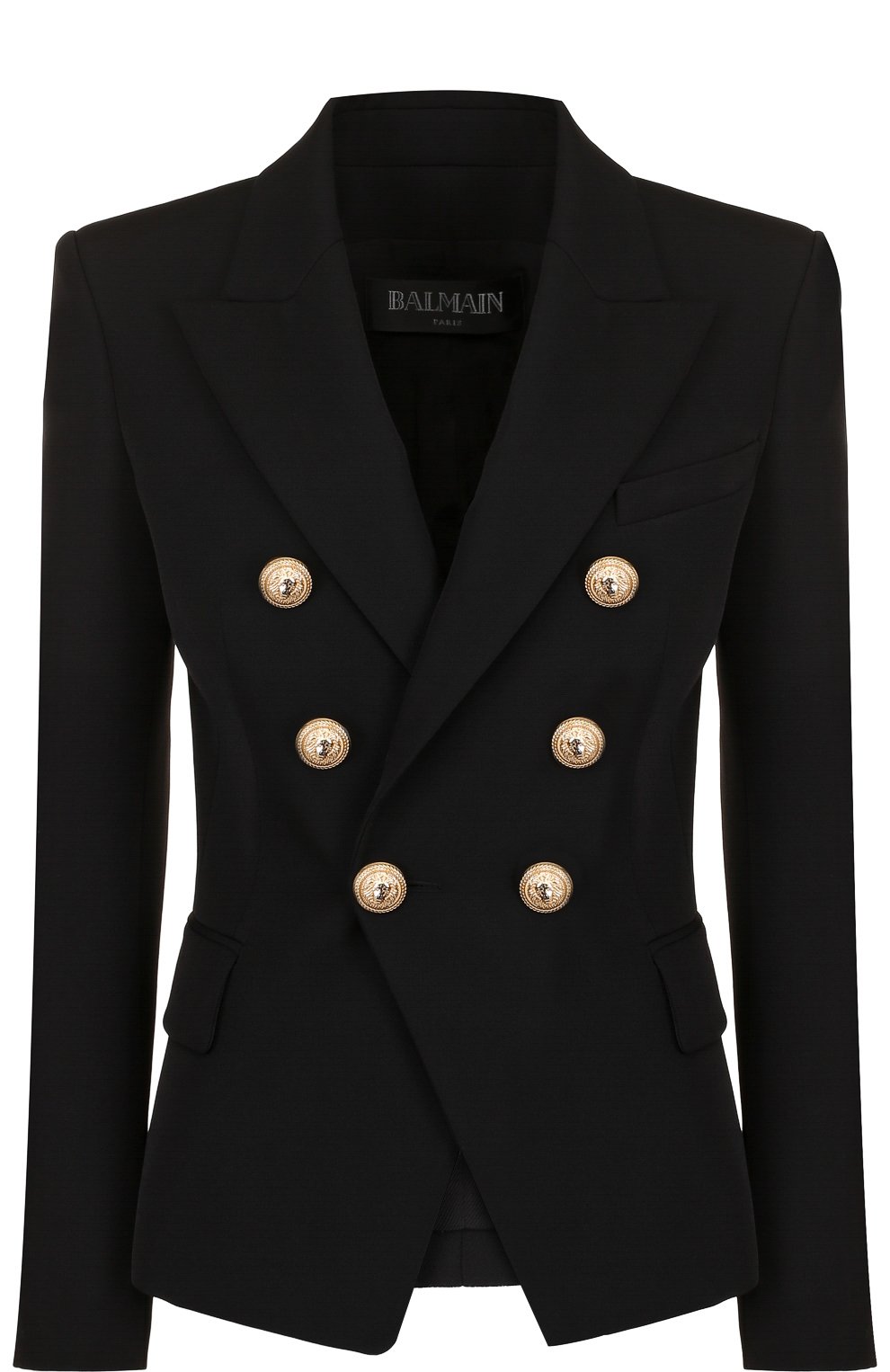 Приталенный двубортный жакет с контрастными пуговицами BALMAIN, арт. 127212/167L, фото 1