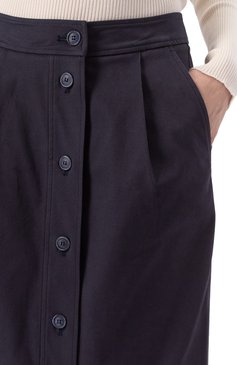 Женская хлопковая юбка EMPORIO ARMANI темно-синего цвета, арт. EW000764/AF12440 | Фото 5 (Длина Ж (юбки, платья, шорты): Макси; Материал сплава: Проставлено; Драгоценные камни: Проставлено; Женское Кросс-КТ: Юбка-карандаш; Стили: Классический; Материал внешний: Хлопок)