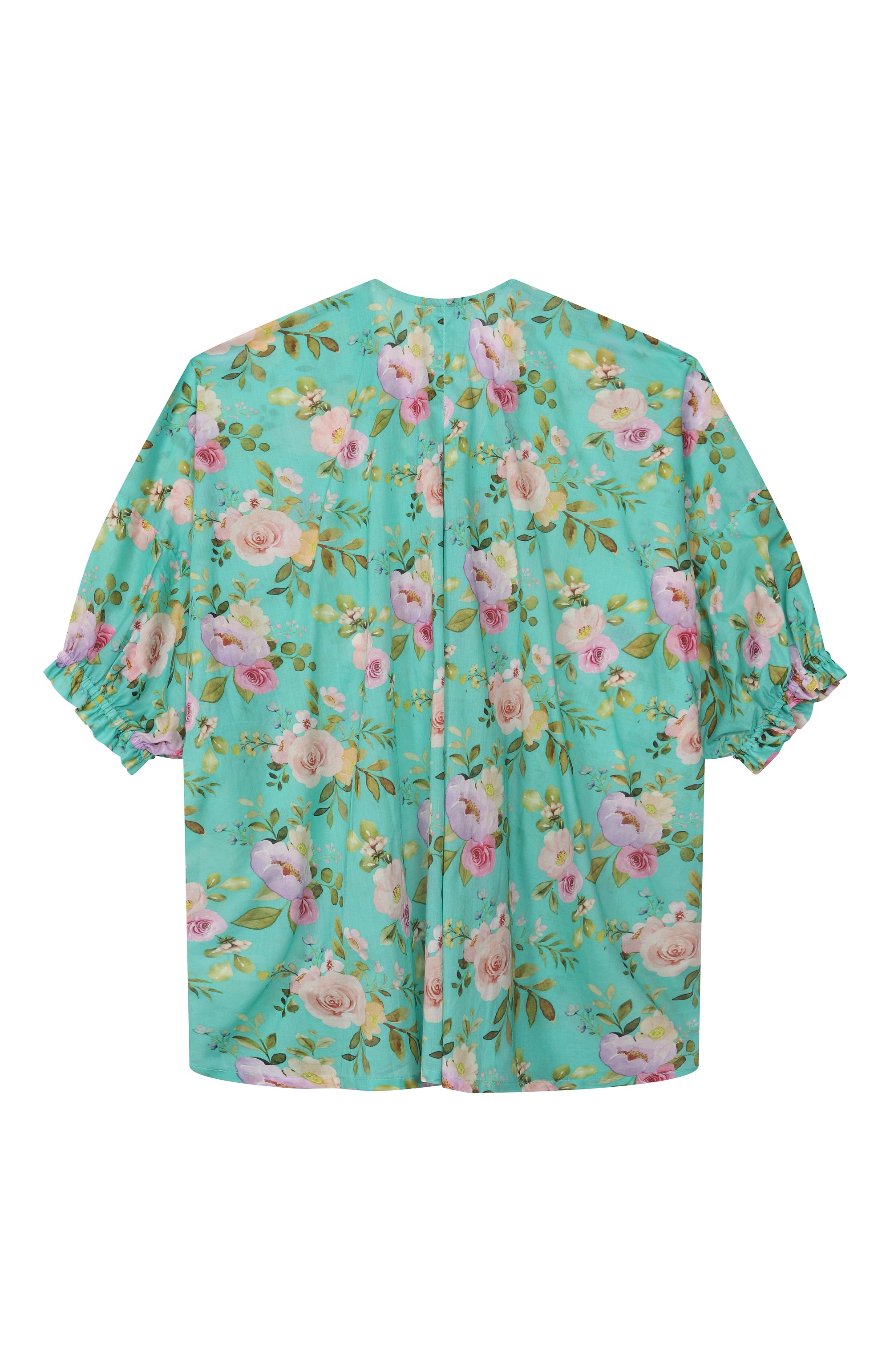 Хлопковая туника OLGA VALENTINE бирюзового цвета по цене 16000 руб., арт. 17KM/1A-10A, фото 2 Хлопковая туника OLGA VALENTINE, арт. 17KM/1A-10A, фото 2