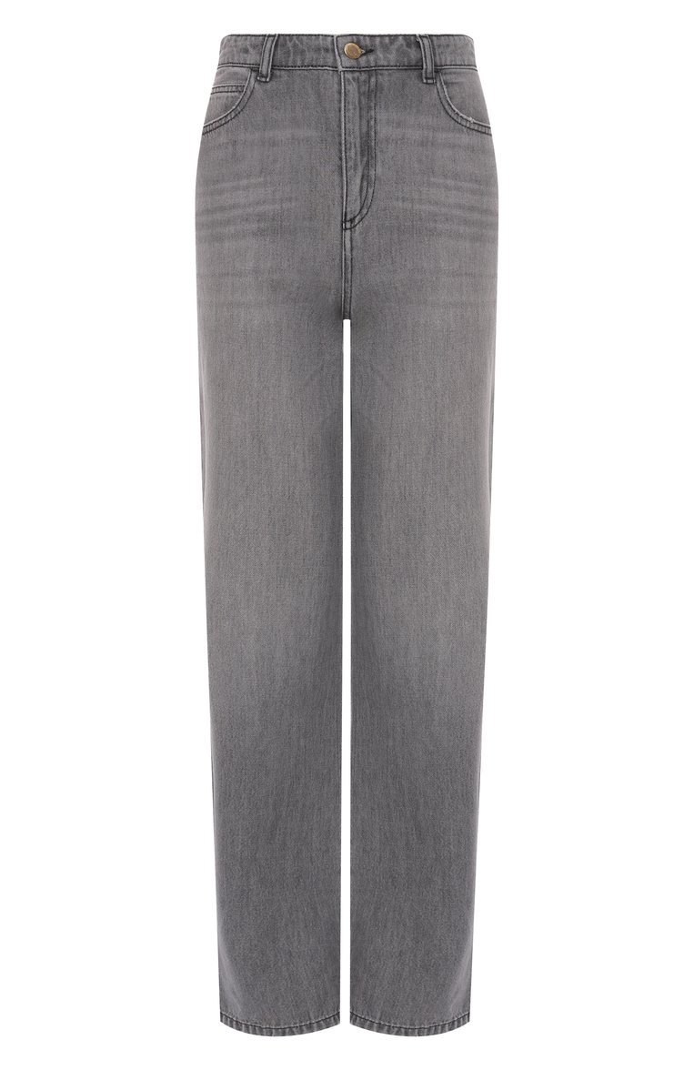 Женские джинсы EMPORIO ARMANI светло-серого цвета, арт. EW000736/AF12676 | Фото 1 (Автоматизация ТО: Проставлено; Автоматизация состава: Проставлено; Длина (брюки, джинсы): Удлиненные; Материал внешний: Хлопок, Деним; Кросс-КТ: Деним; Силуэт Ж (брюки и джинсы): Прямые; Детали: Делаве)