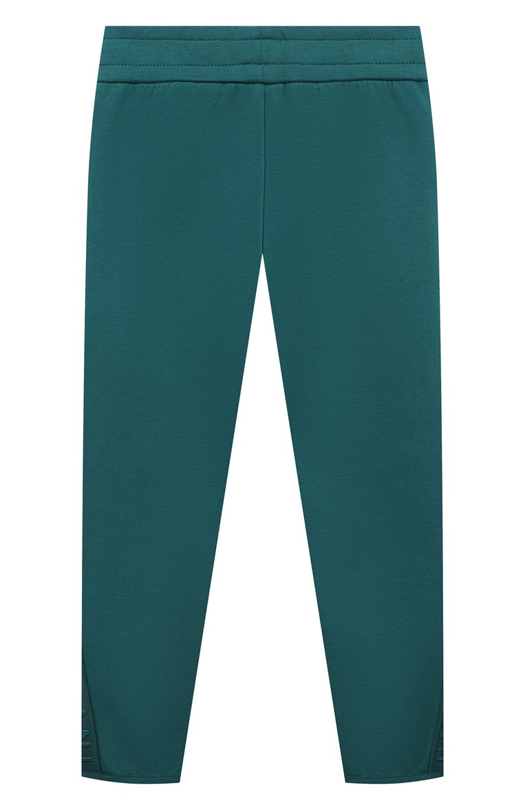 Детские хлопковые брюки EMPORIO ARMANI зеленого цвета, арт. 6R4PJM/1JHSZ | Фото 2 (Нос: Не проставлено; Материал внешний: Хлопок; Случай: Повседневный)