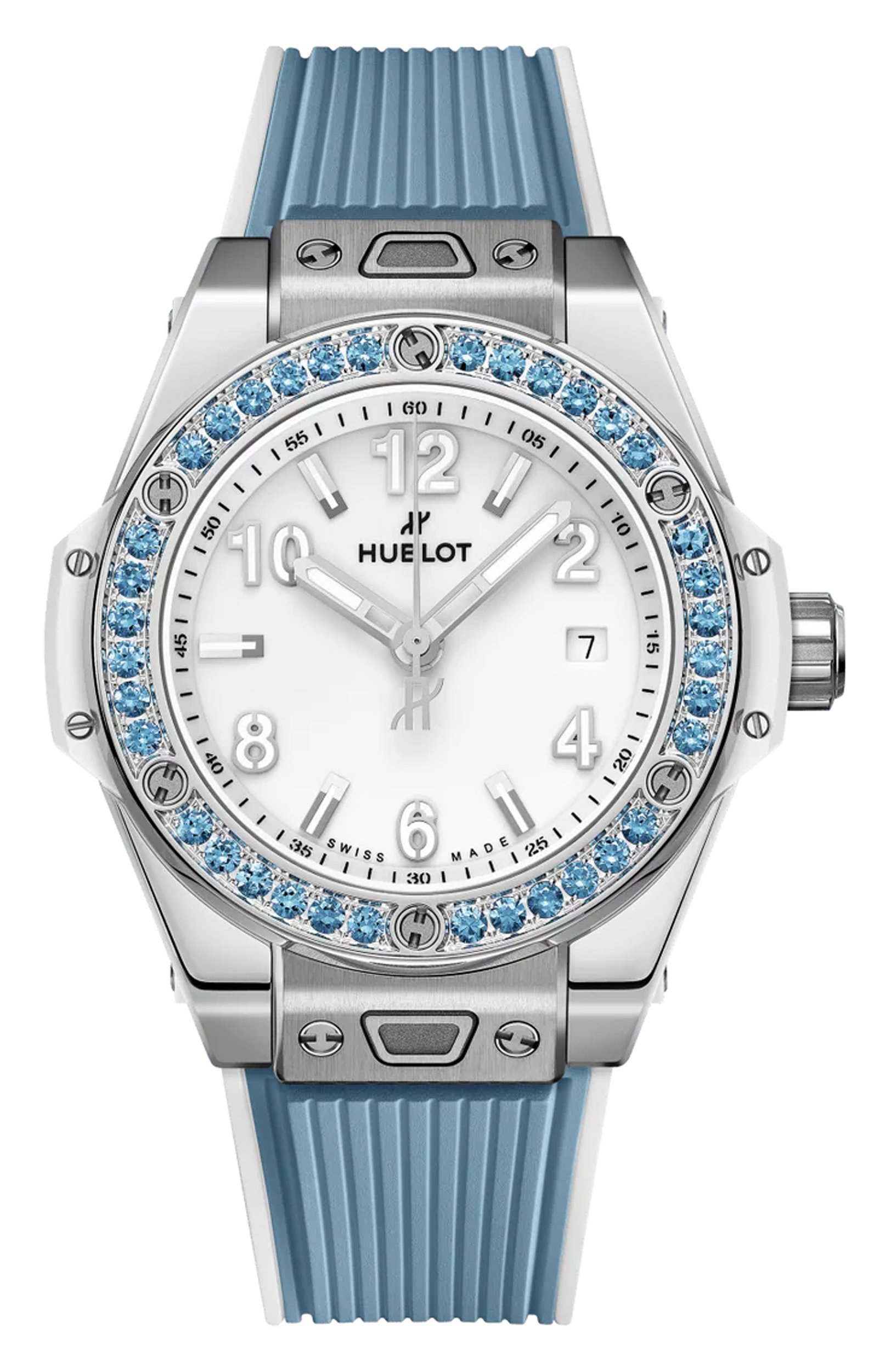 Часы one click joyful steel sky blue HUBLOT бесцветного цвета по цене 2015000 руб., арт. 485.SL.2210.RX.1207, фото 1 Часы one click joyful steel sky blue HUBLOT, арт. 485.SL.2210.RX.1207, фото 1