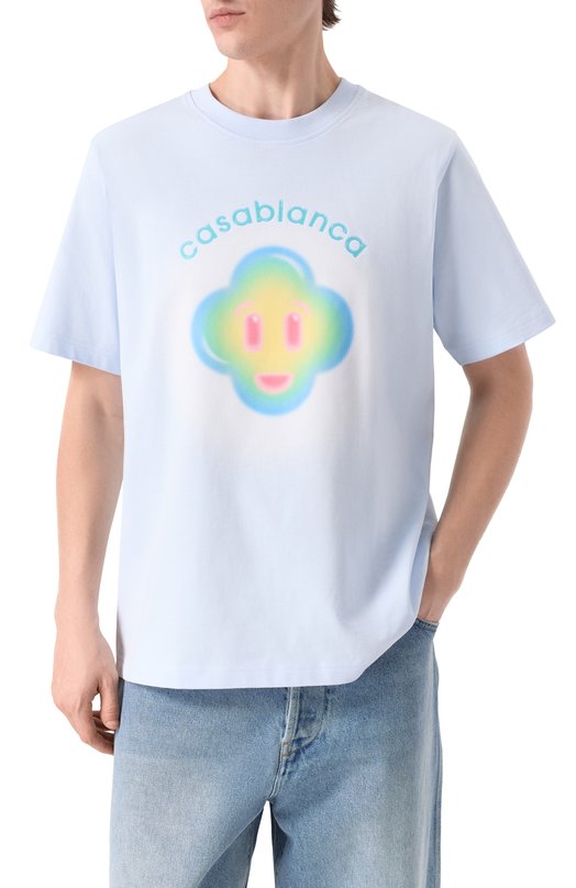 Хлопковая футболка Casablanca M-SP26-JTS-001-09 Голубой  M-SP26-JTS-001-09 Фото 3