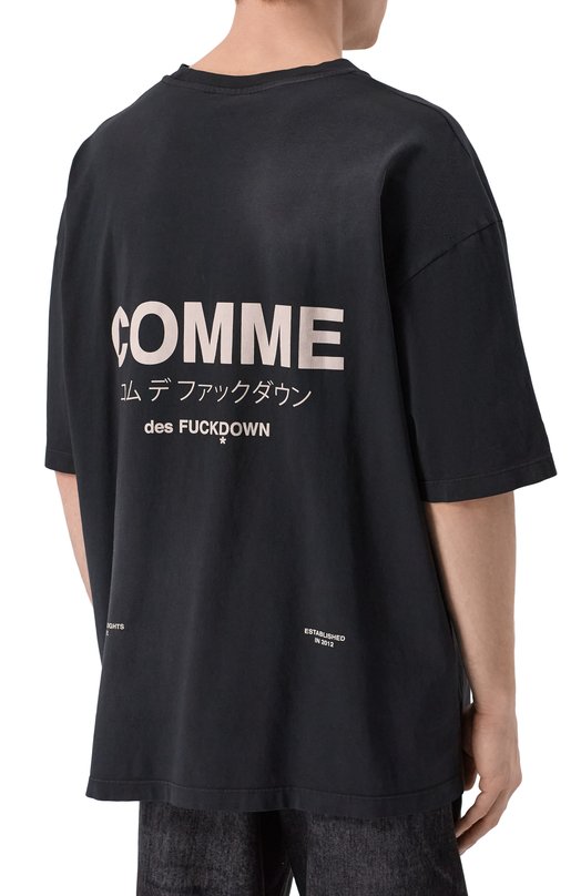 Хлопковая футболка Comme des Fuckdown CFABM01742 Чёрный  CFABM01742 Фото 4