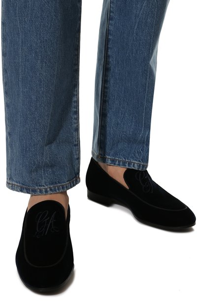 Текстильные лоферы GIORGIO ARMANI темно-синего цвета по цене 69600 руб., арт. X2A373/XM649, фото 3 Текстильные лоферы GIORGIO ARMANI, арт. X2A373/XM649, фото 3
