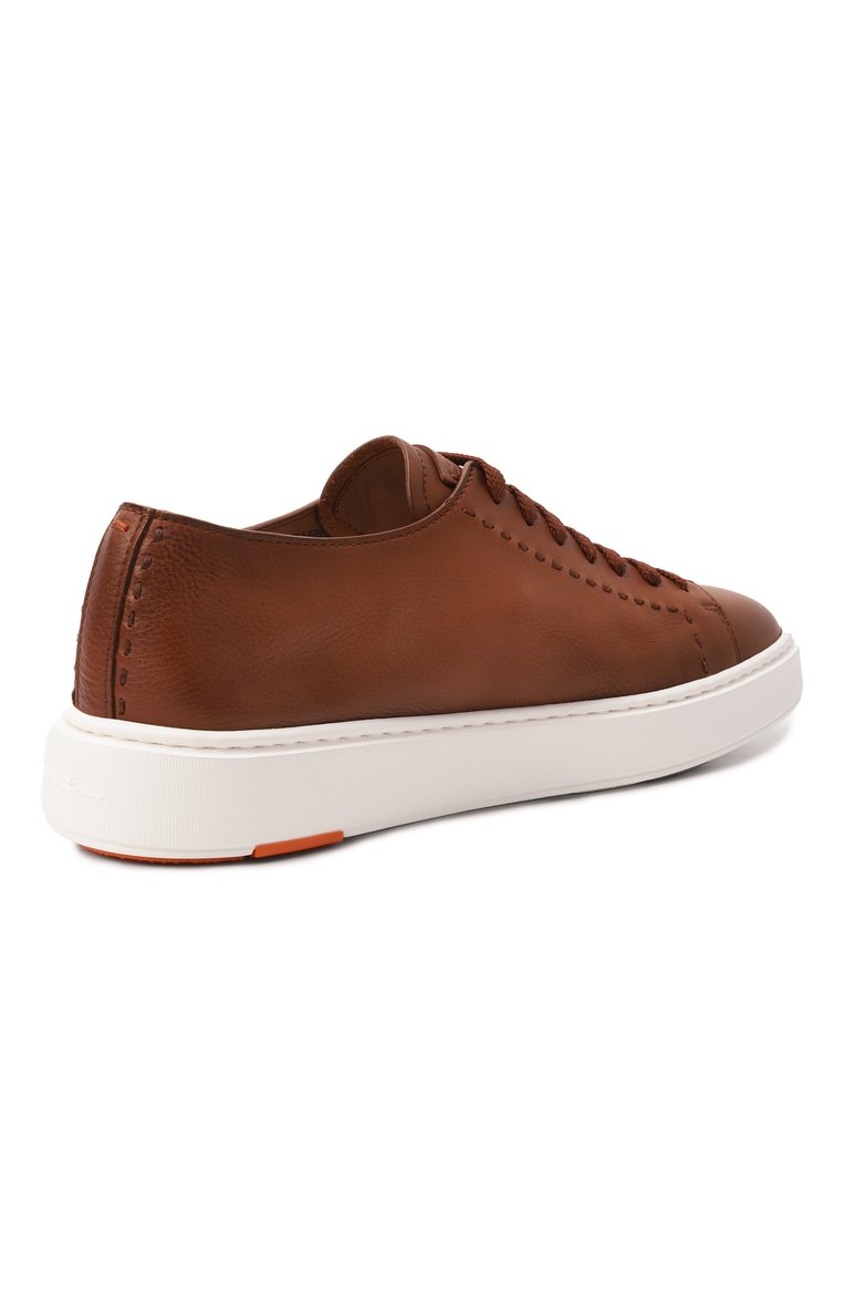 Мужские кожаные кеды cleanic SANTONI коричневого цвета, арт. MBCG22065BARTAFB | Фото 5 (Подошва: Массивная; Материал внутренний: Натуральная кожа; Материал внешний: Натуральная кожа; Стили: Классический; Кросс-КТ: Низкие; Материал утеплителя: Без утеплителя; Автоматизация состава: Проставлено; Автоматизация ТО: Проставлено)