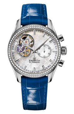 Женские часы chronomaster lady blue ZENITH бесцветного цвета, арт. 16.2150.4062/81.C754 | Фото 1 (Механизм: Автомат; Материал корпуса: Сталь; Цвет циферблата: Перламутровый; Региональные ограничения белый список (Axapta Mercury): Не проставлено; Нос: Не проставлено)