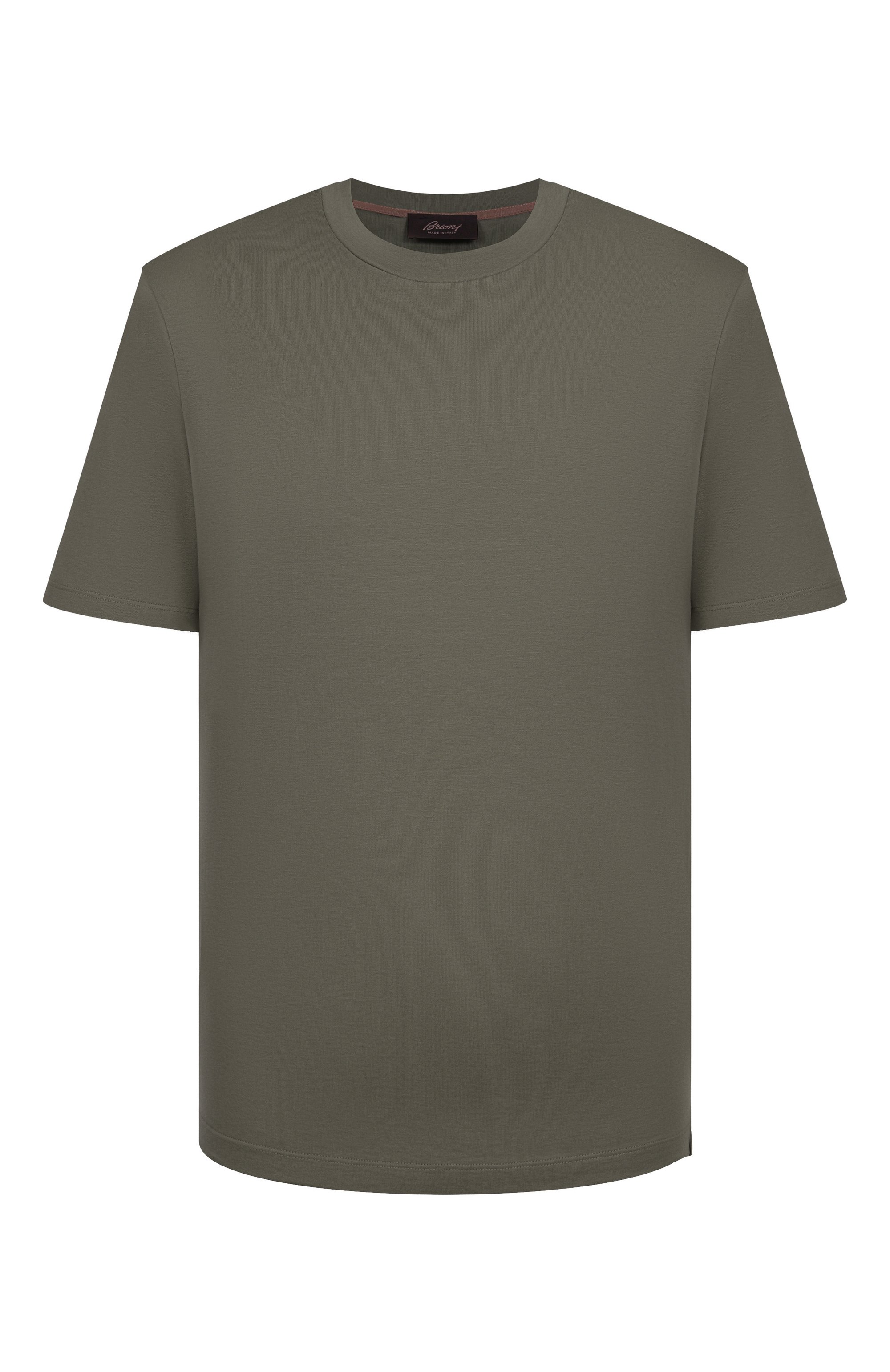 Хлопковая футболка BRIONI хаки цвета по цене 51200 руб., арт. UJSY0L/0D620, фото 1 Хлопковая футболка BRIONI, арт. UJSY0L/0D620, фото 1