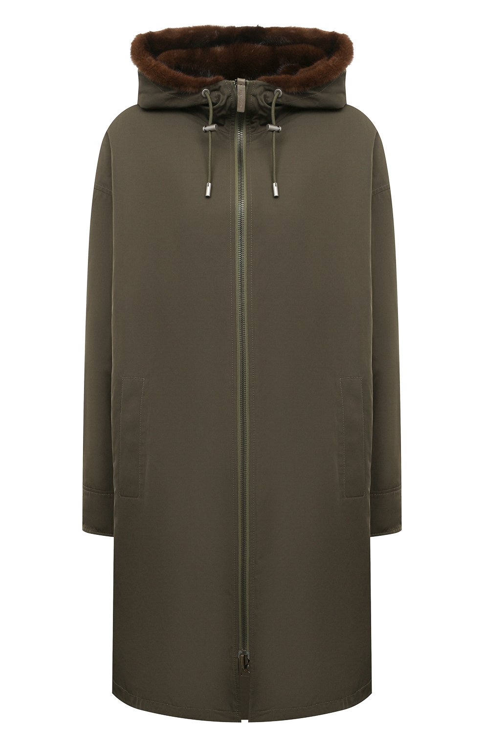 Двусторонняя парка с подкладкой из норки YVES SALOMON хаки цвета по цене 1630000 руб., арт. 24WFM06693A22X, фото 1 Двусторонняя парка с подкладкой из норки YVES SALOMON, арт. 24WFM06693A22X, фото 1