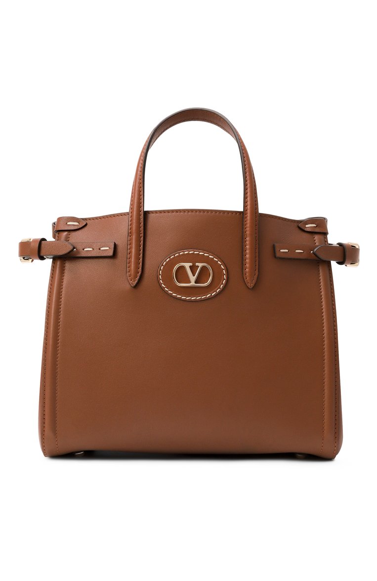 Женская сумка antibes small VALENTINO коричневого цвета, арт. 6W2B0R20/CVC | Фото 1 (Драгоценные камни: Проставлено; Размер: small; Ремень/цепочка: На ремешке; Материал сплава: Проставлено; Материал: Натуральная кожа)
