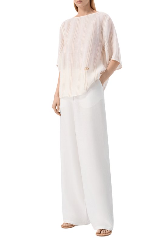 Льняные брюки Loro Piana FAP3842 Белый  FAP3842 Фото 2