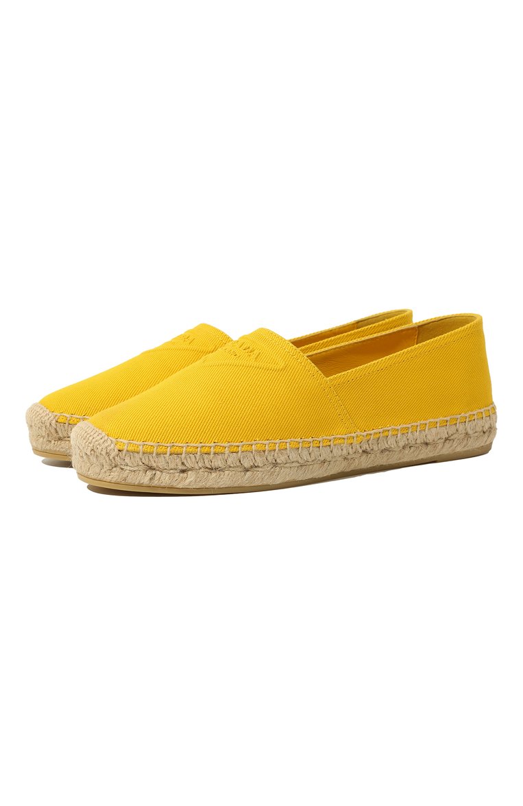 Женские текстильные эспадрильи PRADA желтого цвета, арт. 1S839M-3LKE-F0377-020 | Фото 1 (Материал внешний: Текстиль; Нос: Не проставлено)