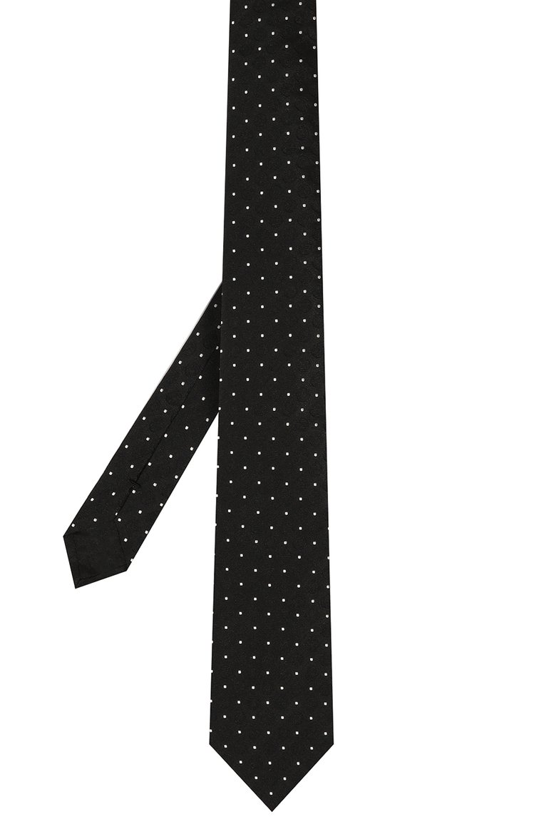 Мужской шелковый галстук DOLCE & GABBANA черного цвета, арт. GT147E/G0JRK | Фото 3 (Нос: Не проставлено; Материал: Шелк, Текстиль; Принт: С принтом; Автоматизация состава: Проставлено)