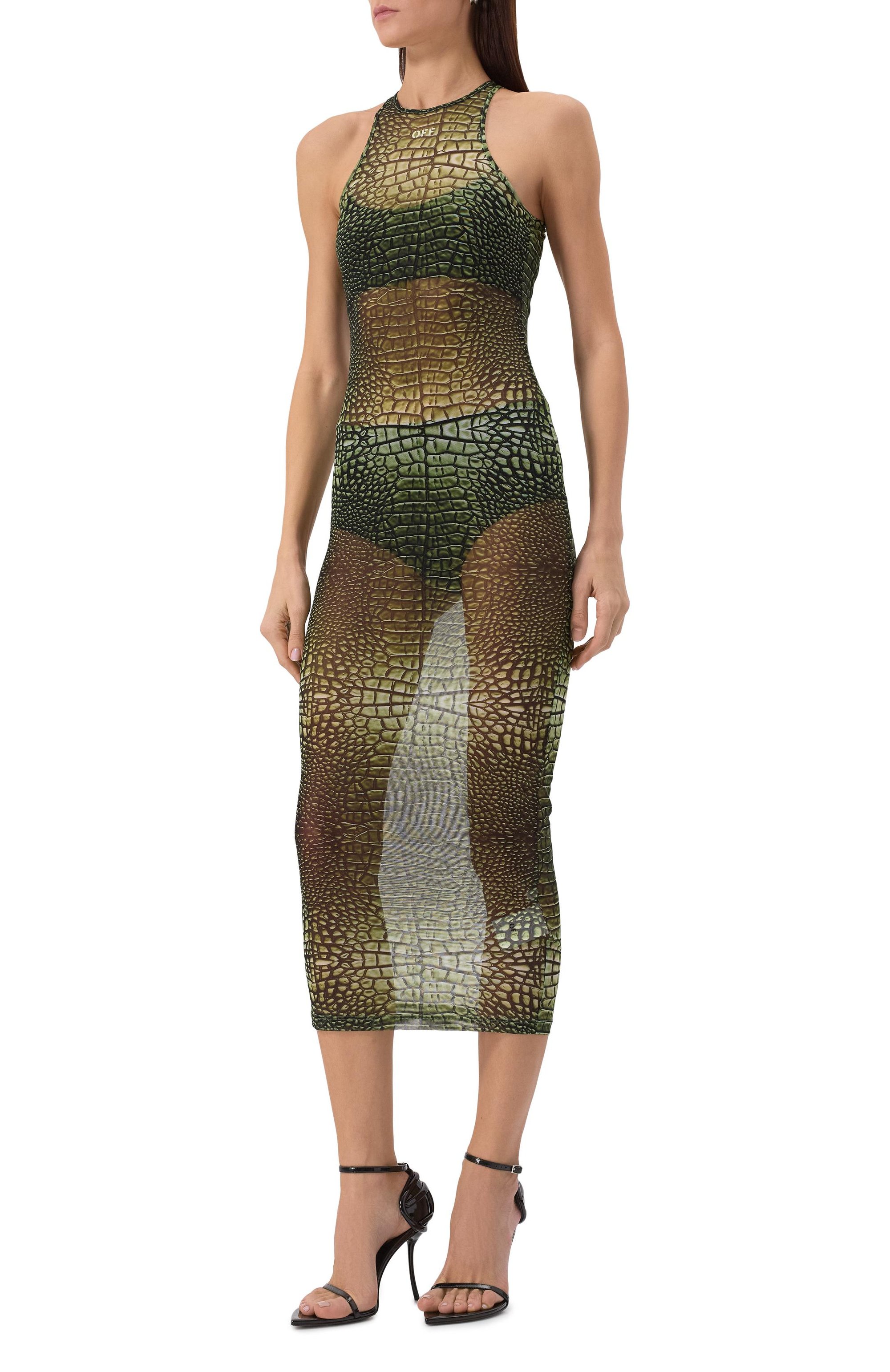 Платье OFF-WHITE хаки цвета по цене 68150 руб., арт. 0WDB54JS25JER0015810, фото 3 Платье OFF-WHITE, арт. 0WDB54JS25JER0015810, фото 3