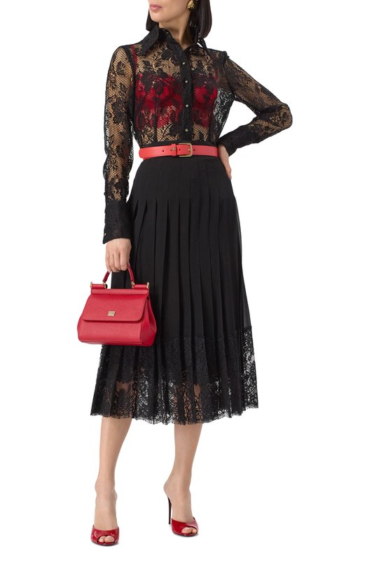 Юбка из шелка и хлопка Dolce & Gabbana F4BFTT/FU1AR Чёрный  F4BFTT/FU1AR Фото 2