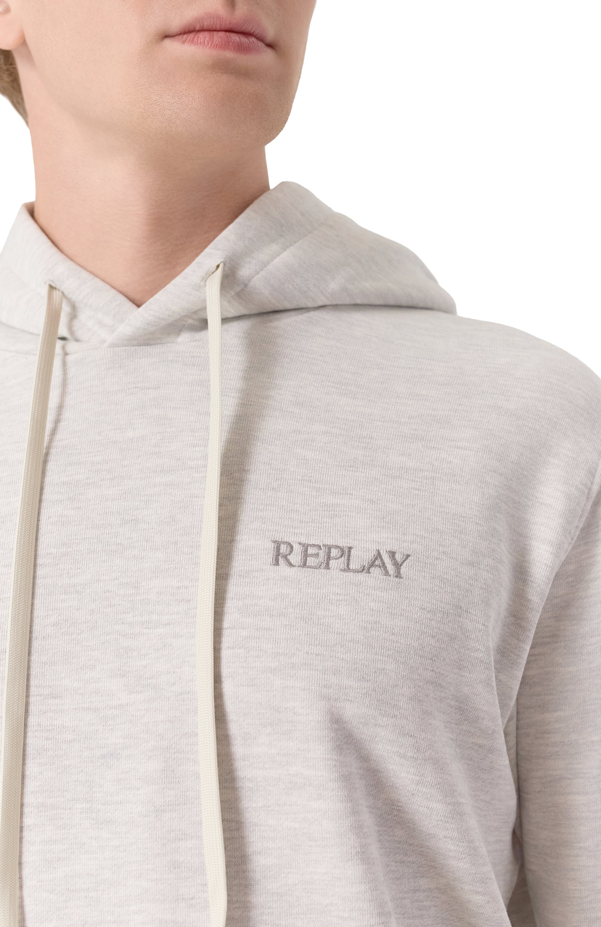 Хлопковое худи REPLAY светло-серого цвета по цене 14700 руб., арт. M3189 .000.23802, фото 5 Хлопковое худи REPLAY, арт. M3189 .000.23802, фото 5