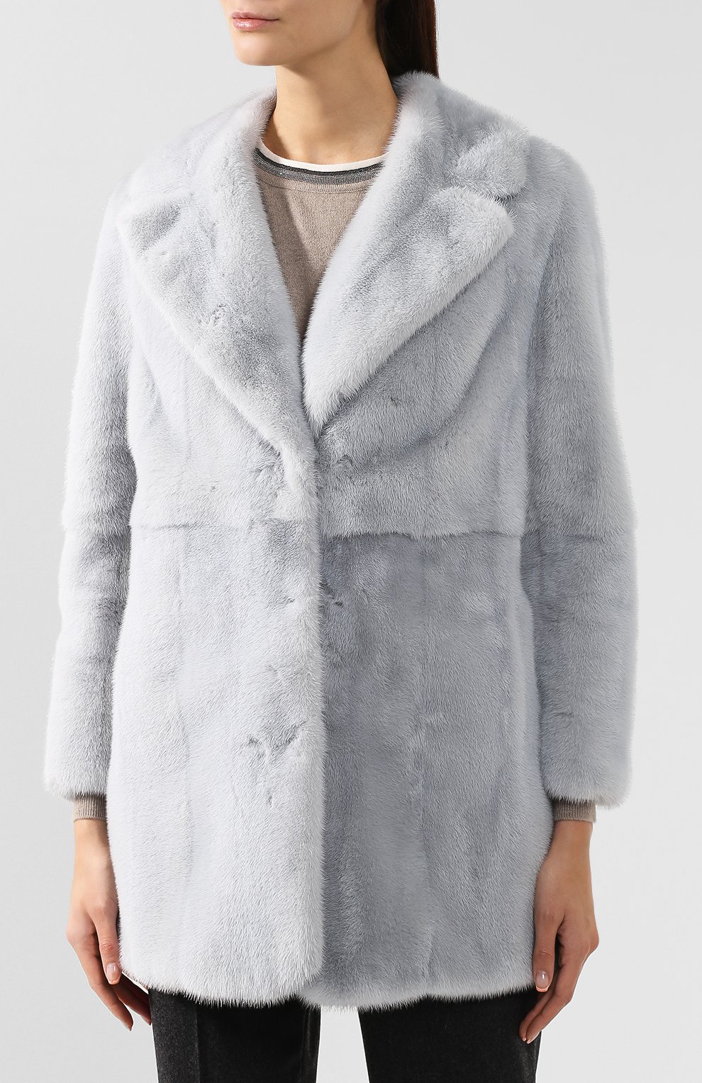 Шуба из норки KITON голубого цвета по цене 1800000 руб., арт. D48582X04R71, фото 3 Шуба из норки KITON, арт. D48582X04R71, фото 3