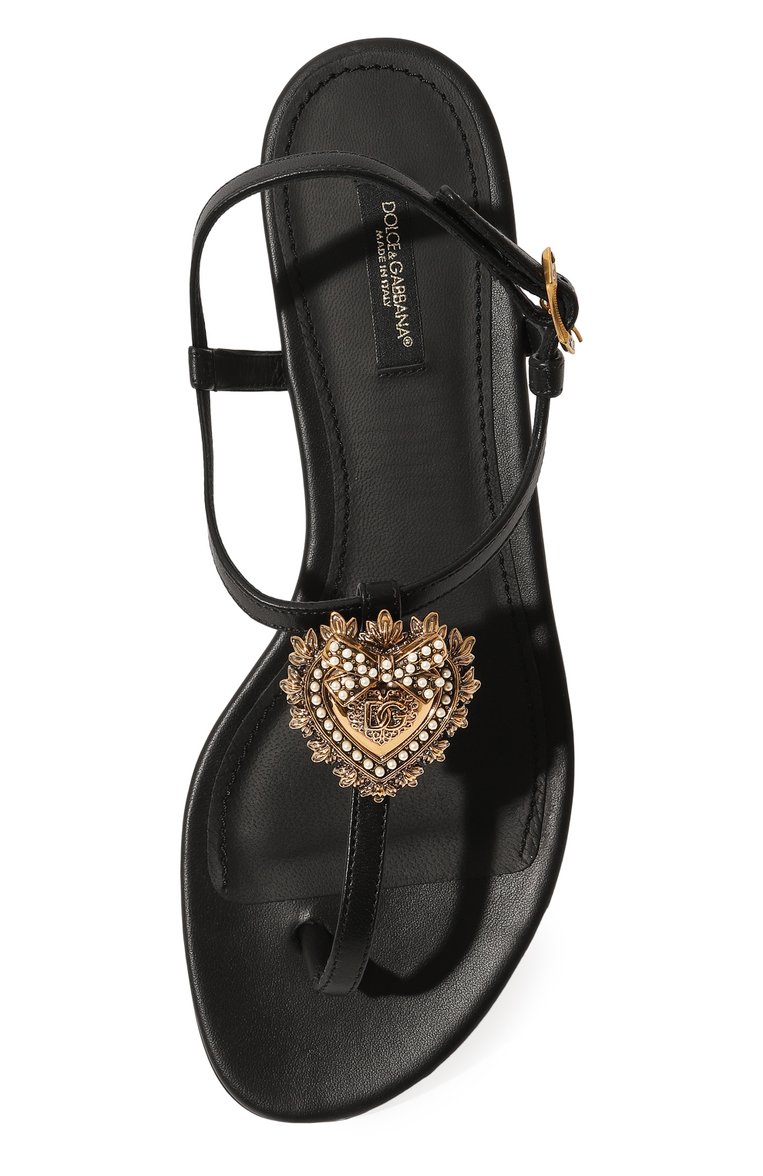 Женские кожаные сандалии devotion DOLCE & GABBANA черного цвета, арт. CQ0353/AX191 | Фото 6 (Подошва: Плоская; Каблук высота: Низкий; Материал внутренний: Натуральная кожа; Материал внешний: Натуральная кожа)