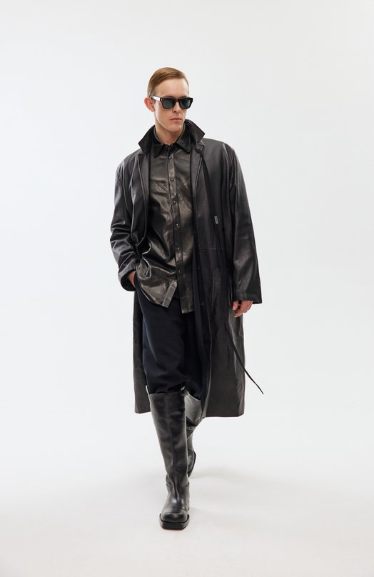 Кожаная куртка-рубашка Ann Demeulemeester B0013403/LT137 Чёрный  B0013403/LT137 Фото 6