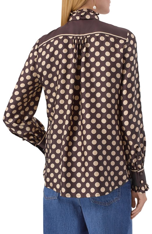 Шелковая блузка Valentino 7B3AB7T7/9JH Коричневый  7B3AB7T7/9JH Фото 4