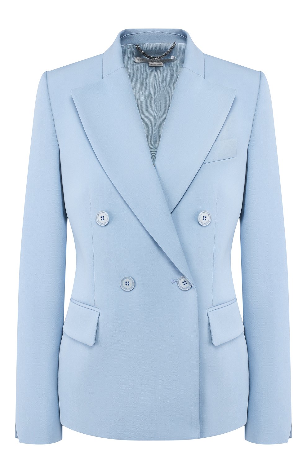 Шерстяной жакет STELLA MCCARTNEY голубого цвета по цене 122000 руб., арт. 599638/SNB48, фото 1 Шерстяной жакет STELLA MCCARTNEY, арт. 599638/SNB48, фото 1