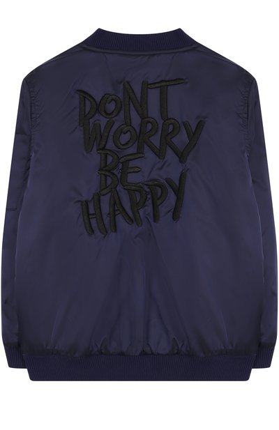 Бомбер с вышивкой на спине SOMETIME SOON синего цвета по цене 8295 руб., арт. 72130170, фото 2 Бомбер с вышивкой на спине SOMETIME SOON, арт. 72130170, фото 2