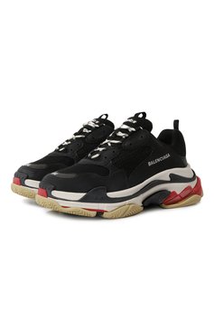 Мужские кроссовки triple s BALENCIAGA черного цвета, арт. 533882/W090M | Фото 1 (Материал внешний: Экокожа, Текстиль; Подошва: Массивная; Материал утеплителя: Без утеплителя; Стили: Классический; Кросс-КТ: Низкие)