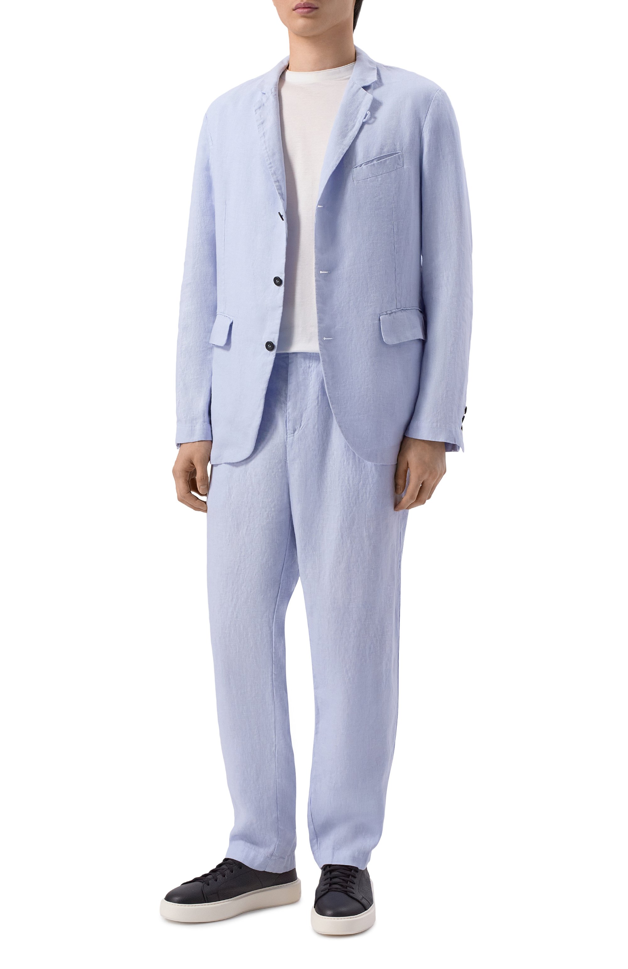 Льняные брюки HANNES ROETHER голубого цвета по цене 38600 руб., арт. PA21PER.602, фото 2 Льняные брюки HANNES ROETHER, арт. PA21PER.602, фото 2