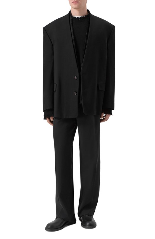 Хлопковый пиджак Ann Demeulemeester B0013481/FA696 Чёрный  B0013481/FA696 Фото 2