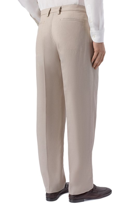 Брюки из шерсти и льна Canali U91810/AV05972 Бежевый  U91810/AV05972 Фото 4