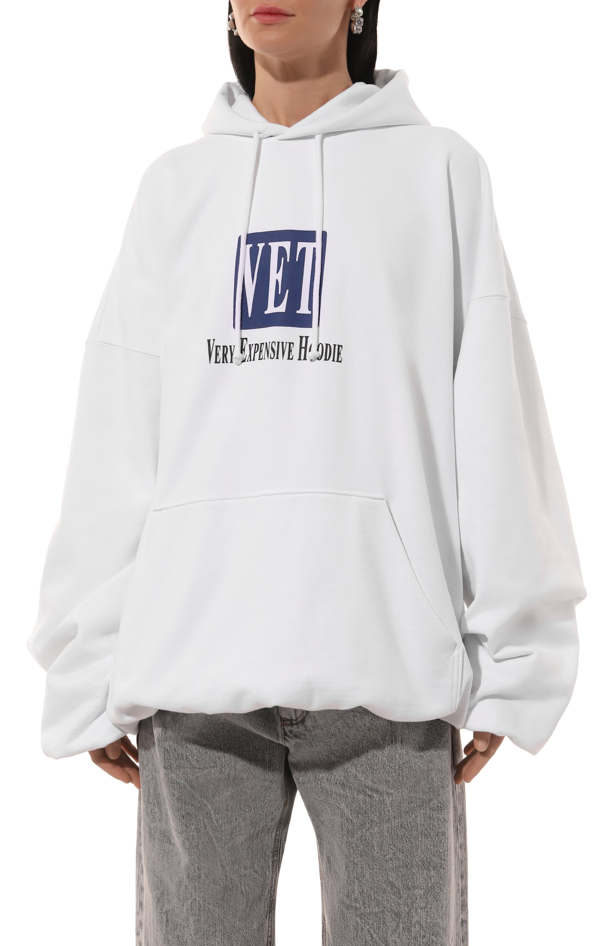 Хлопковое худи VETEMENTS белого цвета по цене 91950 руб., арт. UA66HD640W, фото 3 Хлопковое худи VETEMENTS, арт. UA66HD640W, фото 3