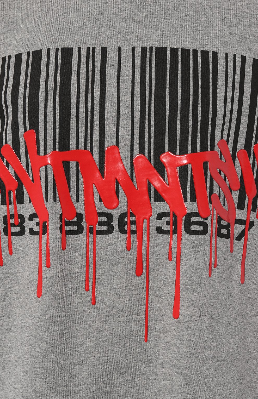 Хлопковая футболка VTMNTS серого цвета по цене 38700 руб., арт. VL18TR400G, фото 8 Хлопковая футболка VTMNTS, арт. VL18TR400G, фото 8