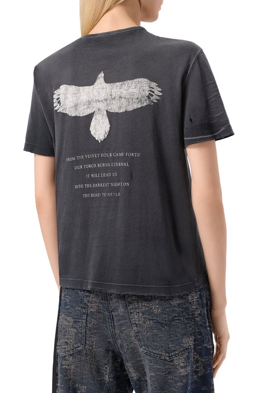 Хлопковая футболка Ann Demeulemeester B0013500/FA638 Серый  B0013500/FA638 Фото 4