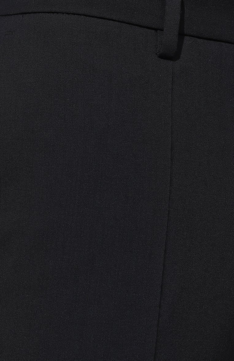 Мужские брюки BOSS темно-синего цвета, арт. 50521573 | Фото 5 (Материал внешний: Шерсть, Синтетический материал; Длина (брюки, джинсы): Стандартные; Материал сплава: Проставлено; Стили: Классический; Случай: Формальный; Драгоценные камни: Проставлено)