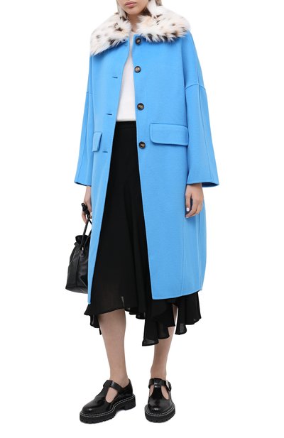 Шерстяное пальто ERMANNO ERMANNO SCERVINO голубого цвета по цене 107000 руб., арт. 47T CP38 VIN, фото 3 Шерстяное пальто ERMANNO ERMANNO SCERVINO, арт. 47T CP38 VIN, фото 3