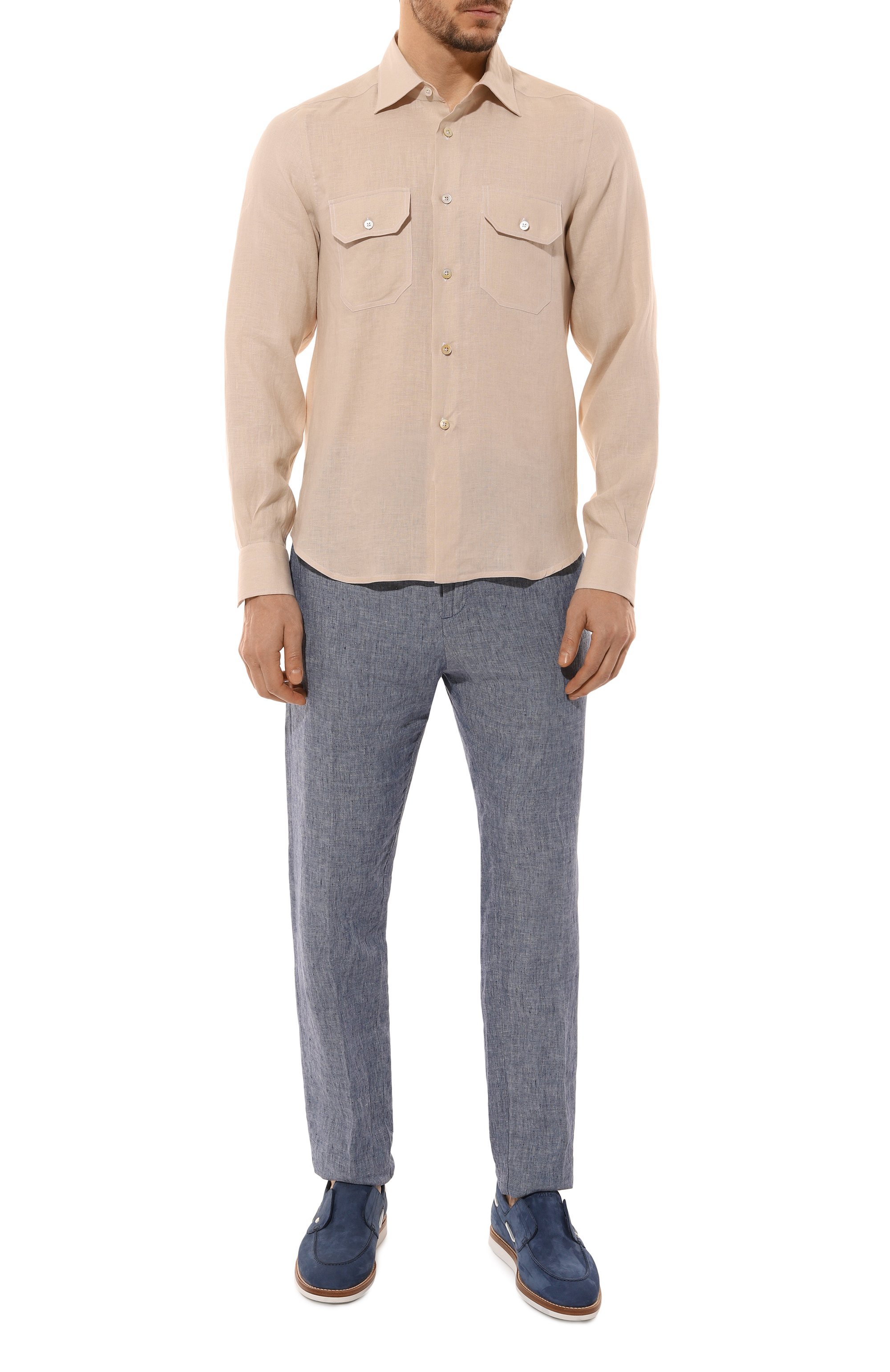Льняная рубашка KITON бежевого цвета по цене 69950 руб., арт. UCWMH0928605, фото 2 Льняная рубашка KITON, арт. UCWMH0928605, фото 2