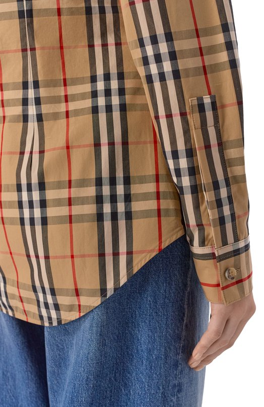 Хлопковая рубашка Burberry 8111847 Бежевый  8111847 Фото 5