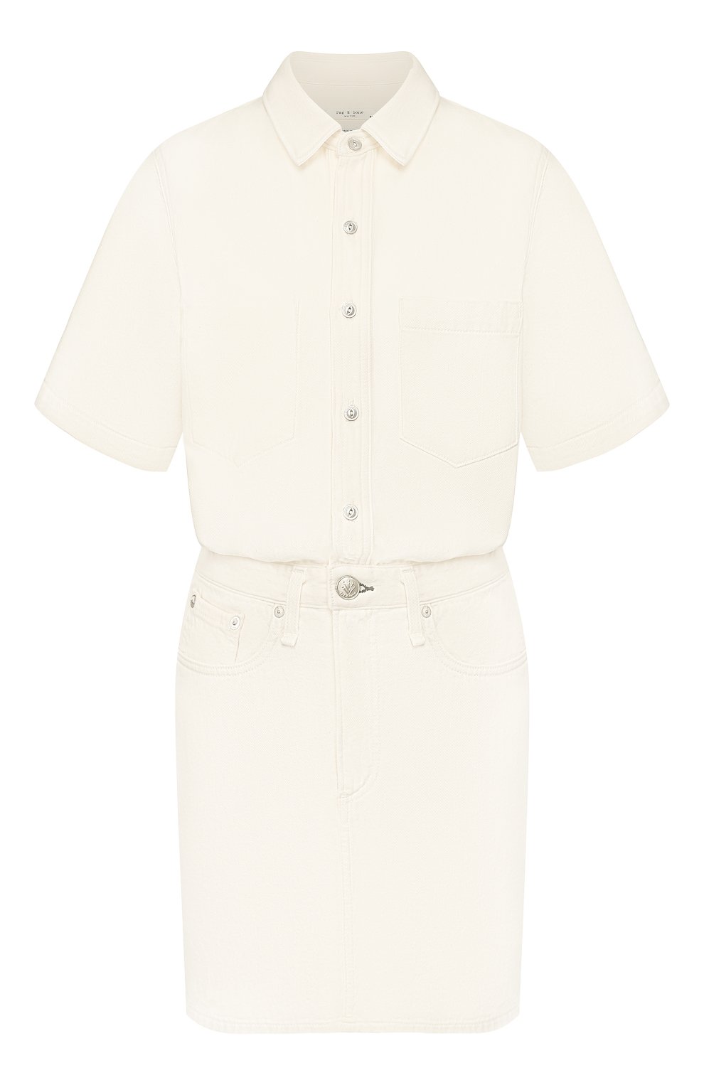 Джинсовое платье RAG AND BONE белого цвета по цене 37350 руб., арт. WCW20S3031VP31, фото 1 Джинсовое платье RAG AND BONE, арт. WCW20S3031VP31, фото 1