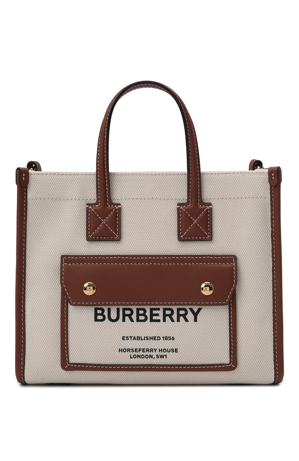 Женский сумка-тоут new BURBERRY светло-коричневого цвета, арт. 8044143 | Фото 1 (Сумки-технические: Сумки-шопперы; Материал сплава: Проставлено; Ремень/цепочка: На ремешке; Материал: Текстиль; Драгоценные камни: Проставлено; Размер: small)